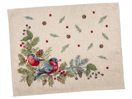 Gobelínové vánoční prostírání s motivem Zimní ptáčci 37x49 cm