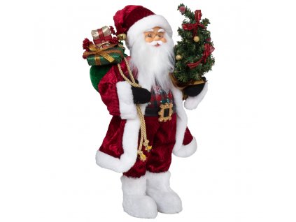 Vánoční dekorace Santa se stromečkem a dárky 45 cm