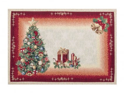 Gobelínové vánoční prostírání s motivem Stromčeky a darčeky 35x45 cm