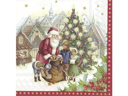Vianočné papierové obrúsky Santa a detí 20 ks