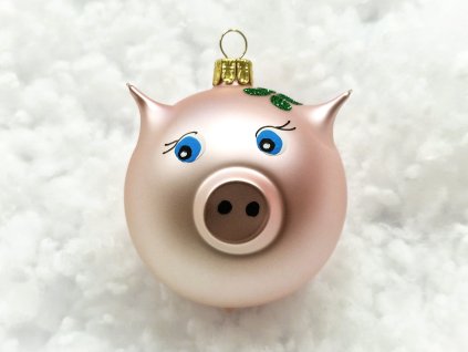Vánoční ozdoba Růžové prasátko se čtyřlístkemhlava