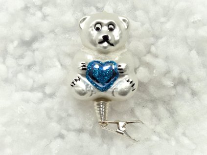 Vánoční ozdoba medvěd s tyrkysovým srdíčkem 1