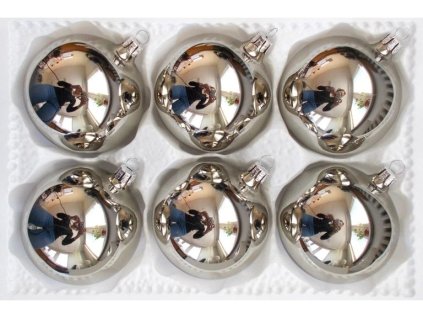 6223 vanocni ozdoba koule svetle seda leskla