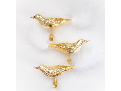 Vánoční ozdoba Zlatý ptáček se zlatým ornamentem