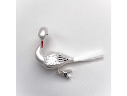 Vánoční ozdoba Labuť bílá s červeným zobákem