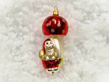 Vánoční ozdoba Trpaslík u houby