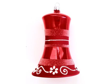 Vánoční ozdoba Velký zvonek červený s kytičkou