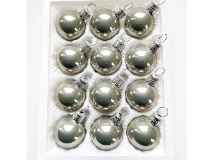 Vánoční ozdoba koule 3cm, porcelán světle šedá