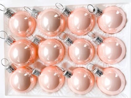 Vánoční ozdoby koule růžová porcelán 3 cm