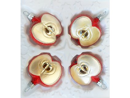 Vánoční ozdoba Jablíčko červenozlaté rozkrojené - sada 4 ks