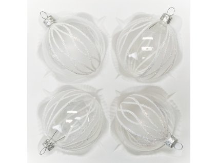 Vánoční ozdoby koule s bílými proužky