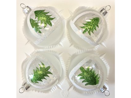 Vánoční ozdoby Koule bílá zelený stromek