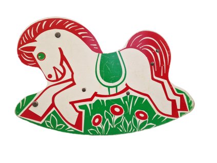 Houpací kůň - veselý bílý koník na rozkvetlé louce