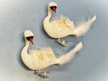 Vánoční ozdoba Labuť bílá s peřím