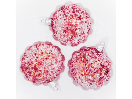 Vánoční ozdoby Koule sv. růžová posypaná