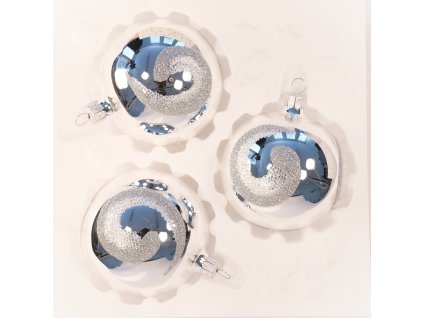 Vánoční ozdoba koule Céčko bílá lesk