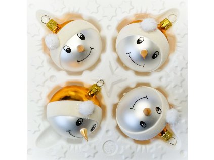 Vánoční ozdoba Sněhulák se zlatou čepicí 66