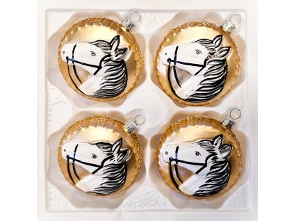 Vánoční ozdoba Placka hlava koně bílá Přední strana