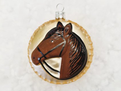 Vánoční ozdoba kůň hnědý Přední strana