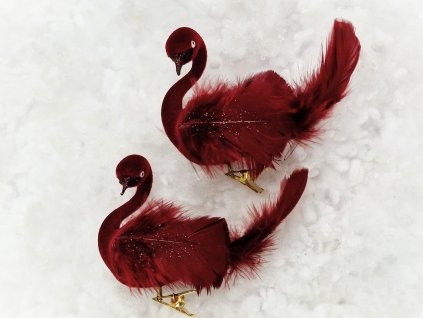 Vánoční ozdoba labuť vínově červená