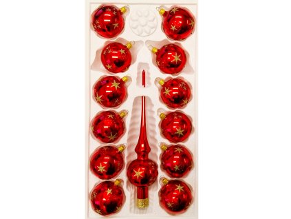 Sada vánočních ozdob se špicí červená