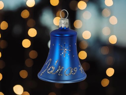 Vánoční ozdoba zvoneček se jménem modrý 2