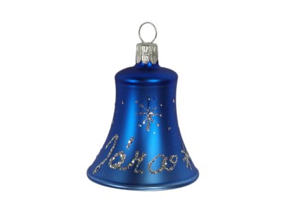 Vánoční ozdoba zvoneček se jménem modrý