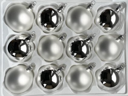 Vánoční ozdoba koule šedá 7cm mix lesk + mat