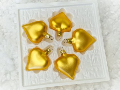 Vánoční ozdoba srdíčko zlaté matné 3