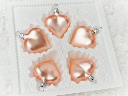 Vánoční ozdoby srdíčko růžové matné