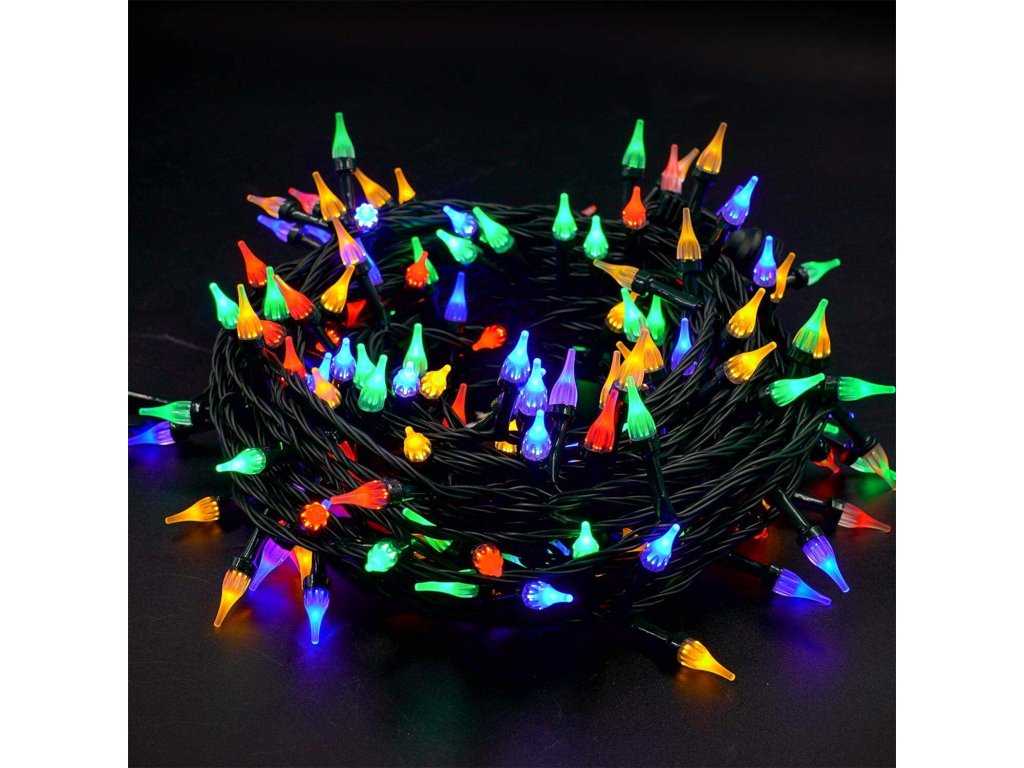 Vnitřní LED vánoční řetěz se špičatými LED diodami - různobarevná