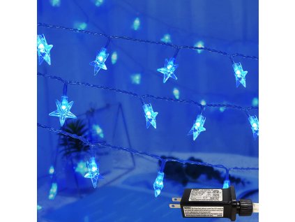 Vnitřní LED vánoční řetěz s hvězdičkami - modrá