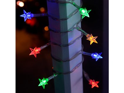 Vnitřní LED vánoční řetěz s hvězdičkami - barevná