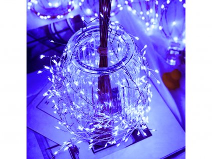 Vánoční LED nano řetěz, modrá, 2m, 200 LED