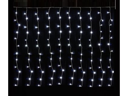 Vnitřní LED vánoční závěs - studená bílá, 8 programů, 1,2m, 144 LED