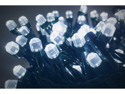 Venkovní LED vánoční řetěz se šestihrannými LED diodami, studená bílá, 10m, 100 LED