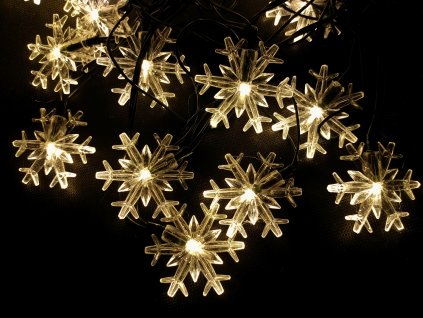 Vnitřní LED vánoční řetěz se sněhovými vločkami - teplá bílá