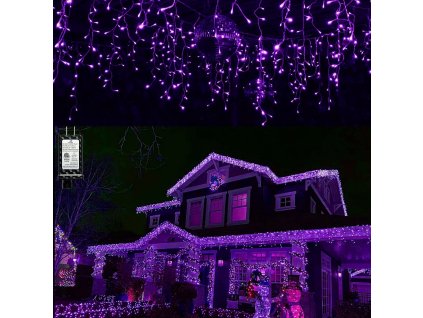 Venkovní LED vánoční závěs - fialová