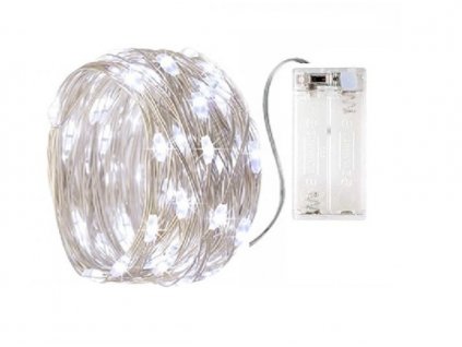 Vánoční mikro řetěz na baterie, studená bílá, 2m, 20 LED