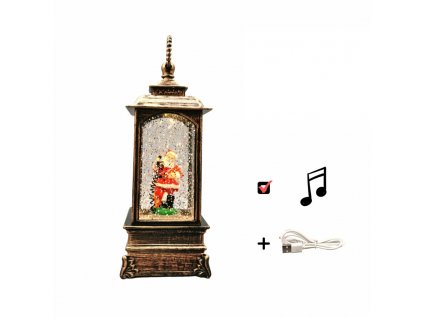 Vánoční svítící LED dekorace - lucerna s melodiemi, Santa Claus
