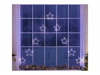 Vánoční LED závěs s 9 hvězdami ve tvaru V, 1,3m, různé