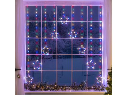 Vánoční LED závěs s 9 hvězdami ve tvaru V, 1,3m, různé barvy na výběr