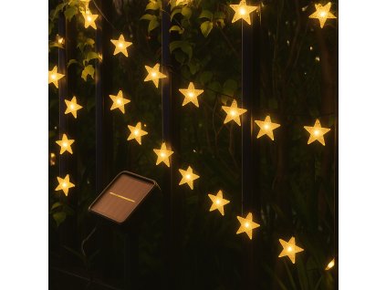 Solární vánoční řetěz se sněhovými vločkami, teplá bílá, 5m, 30 LED