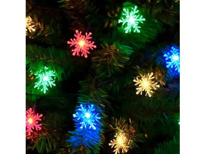 Vnitřní LED vánoční řetěz se sněhovými vločkami - různobarevná, 3m až 12m