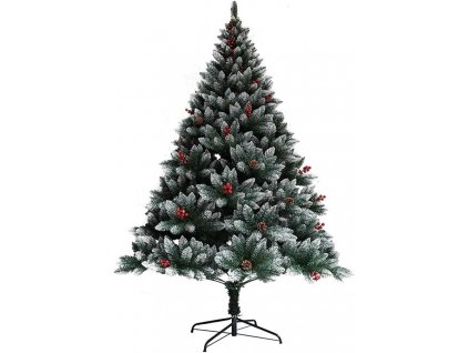 Umělý vánoční stromek, jedle se šiškami a bobulemi, 210cm