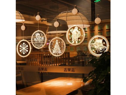 Vánoční LED závěsná dekorace do okna, teplá bílá, různé motivy na výběr