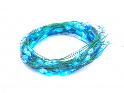 Vánoční mikro řetěz, modrá, 10m, 100 LED