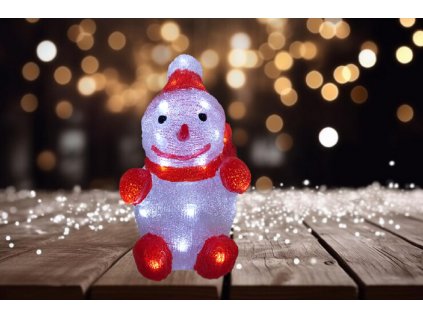 LED svítící akrylový sněhulák, 27cm, různé barvy