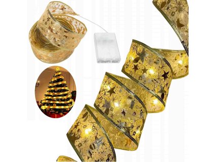 Svítící vánoční stuha, teplá bílá, 5m, 50 LED