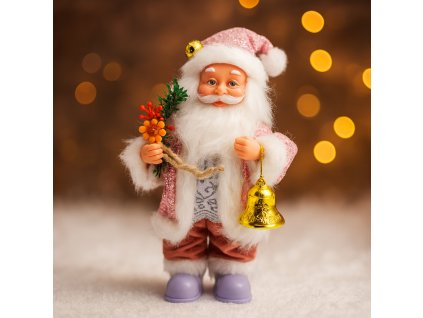Vánoční dekorace – zpívající Santa Claus v růžovém plašti